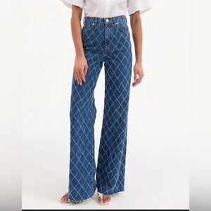 Veronica Beard Taylor Diamond Printed Relaxed Wide-Leg Jean